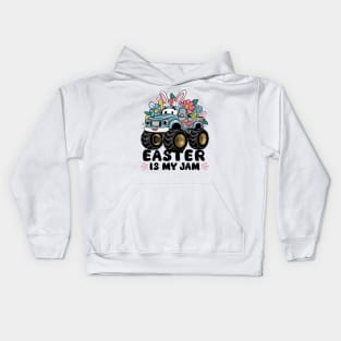 Happy Boys Easter Is My Jam Monster Truck Bunny Kids Women Kids Hoodie